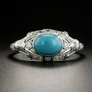 Art Deco Turquoise and Diamond Ring by Granat Bros. - 2