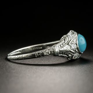 Art Deco Turquoise and Diamond Ring by Granat Bros.