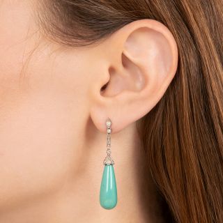 Art Deco Turquoise Drop Diamond Earrings