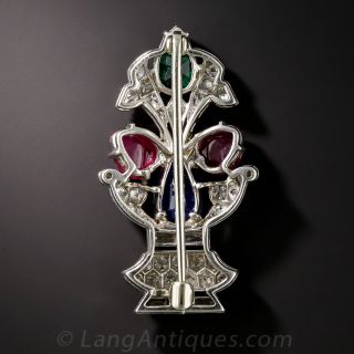 Art Deco Tutti-Frutti Platinum Diamond Brooch
