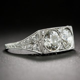 Art Deco Twin-Stone Diamond and Platinum Ring
