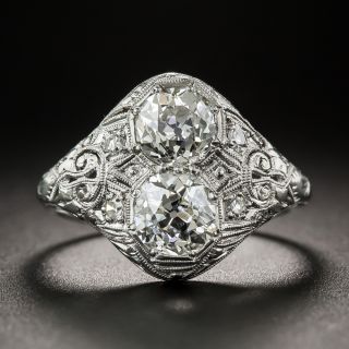 Art Deco Twin Stone Diamond Toi et Moi Ring - 5