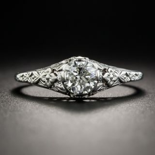 Art Deco Two-Tone .60 Carat Diamond Engagement Ring 