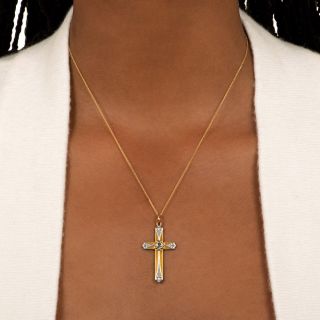 Art Deco Two-Tone Diamond Cross, c.1927