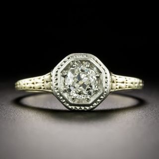 Art Deco Two-Tone Diamond Solitaire Ring by Hankins - 3