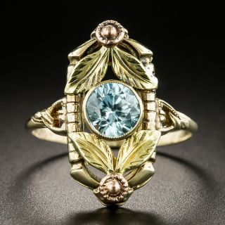 Two-Tone Gold Blue Zircon Ring  - 2