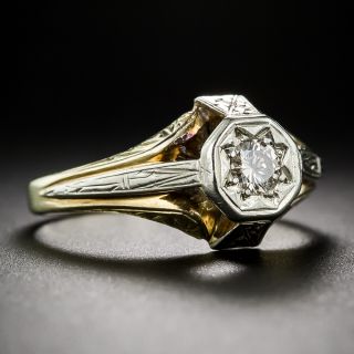 Art Deco Two-Tone Gold Diamond Engagement Ring