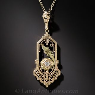 Art Deco Two-Tone Gold Diamond Pendant