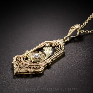 Art Deco Two-Tone Gold Diamond Pendant