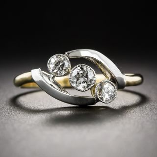 Art Deco Two-Tone Gold Three-Stone Diamond Ring