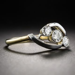 Art Deco Two-Tone Gold Three-Stone Diamond Ring