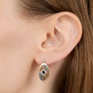 Art Deco Two-Tone Sapphire Earrings