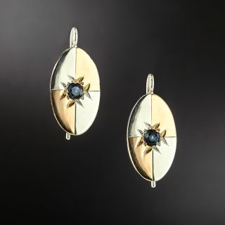 Art Deco Two-Tone Sapphire Earrings - 7