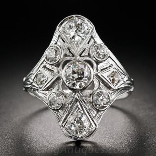 Art Deco White Gold and Diamond Dinner Ring