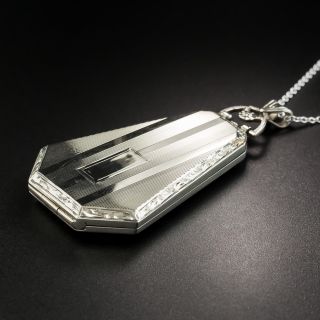 Art Deco White Gold Pendant Locket
