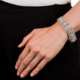 Art Deco Wide Diamond Bracelet