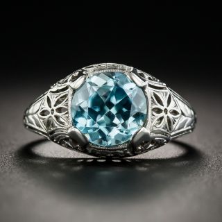 Art Deco Zircon 18K White Gold Ring by Whitehouse Bros. - 1 