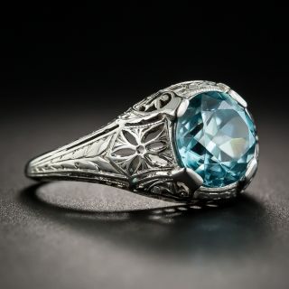 Art Deco Zircon 18K White Gold Ring by Whitehouse Bros.
