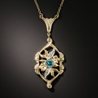 Art Deco Zircon and Diamond Pendant by Shiman - 2