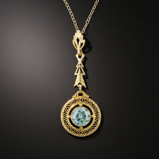 Art Deco Zircon Filigree Pendant - 2