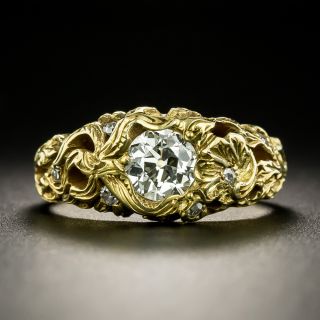 Art Nouveau .69 Carat Diamond Engagement Ring - GIA K VS2 - 2