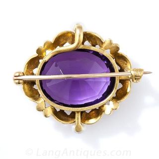 Art Nouveau Amethyst and Pearl Brooch