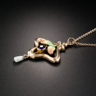 Art Nouveau Amethyst  and Pearl Pendant