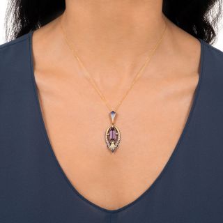 Art Nouveau Amethyst and Pearl Pendant by Henry Freund & Brothers
