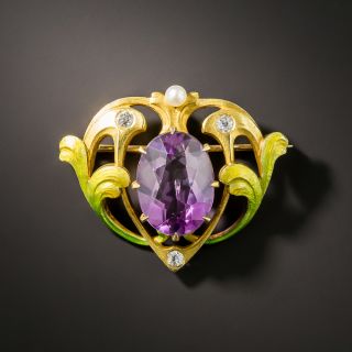Art Nouveau Amethyst Brooch by Krementz - 3