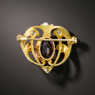 Art Nouveau Amethyst Brooch by Krementz