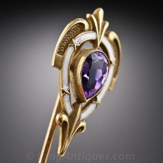 Art Nouveau Amethyst & Enamel Stickpin