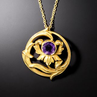Art Nouveau Amethyst Flower Pendant by Bippart & Co. - 2