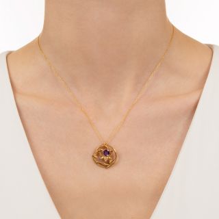 Art Nouveau Amethyst Flower Pendant by Bippart & Co.