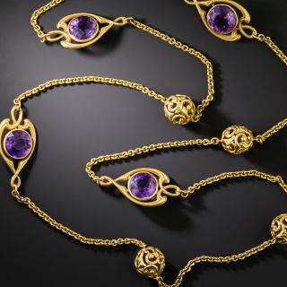Art Nouveau Amethyst Link Necklace - 3