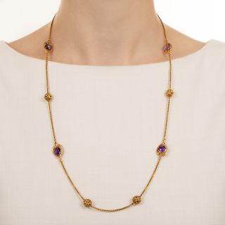 Art Nouveau Amethyst Link Necklace