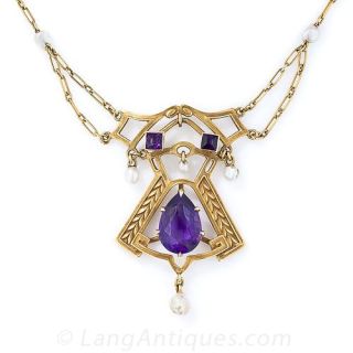 Art Nouveau Amethyst Necklace