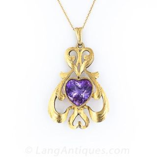 Art Nouveau Amethyst Pendant Necklace