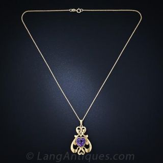 Art Nouveau Amethyst Pendant Necklace