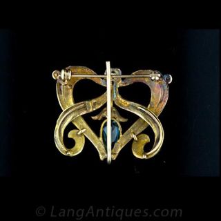 Art Nouveau Aquamarine Pin