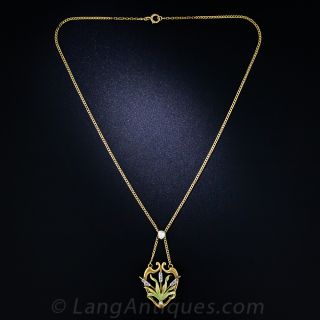 Art Nouveau Cattail Pendant Necklace/Pin