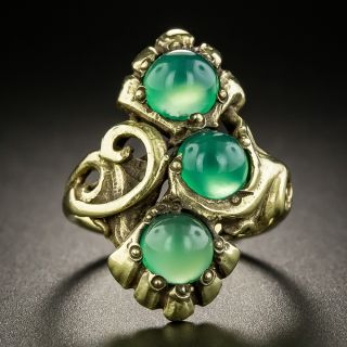 Art Nouveau Chrysoprase Ring by Walton & Co - 2