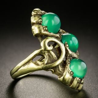 Art Nouveau Chrysoprase Ring by Walton & Co