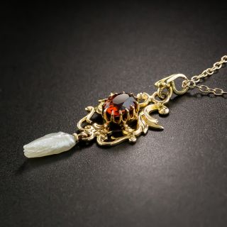 Art Nouveau Citrine and Freshwater Pearl Pendant