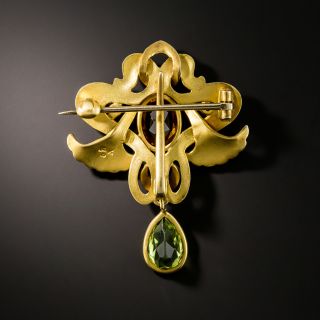 Art Nouveau Citrine and Peridot Brooch