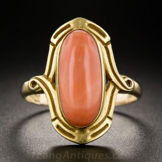 Art Nouveau Coral Dinner Ring