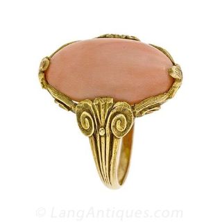Art Nouveau Coral Ring