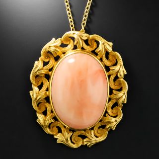 Art Nouveau Coral Scroll Pendant - 3