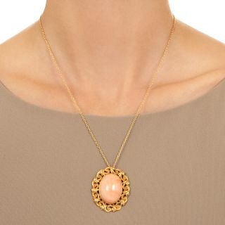 Art Nouveau Coral Scroll Pendant