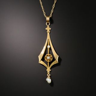 Vintage Pearl and Diamond Necklace - 2