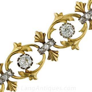 Art Nouveau Diamond and 18K Yellow Gold Bracelet